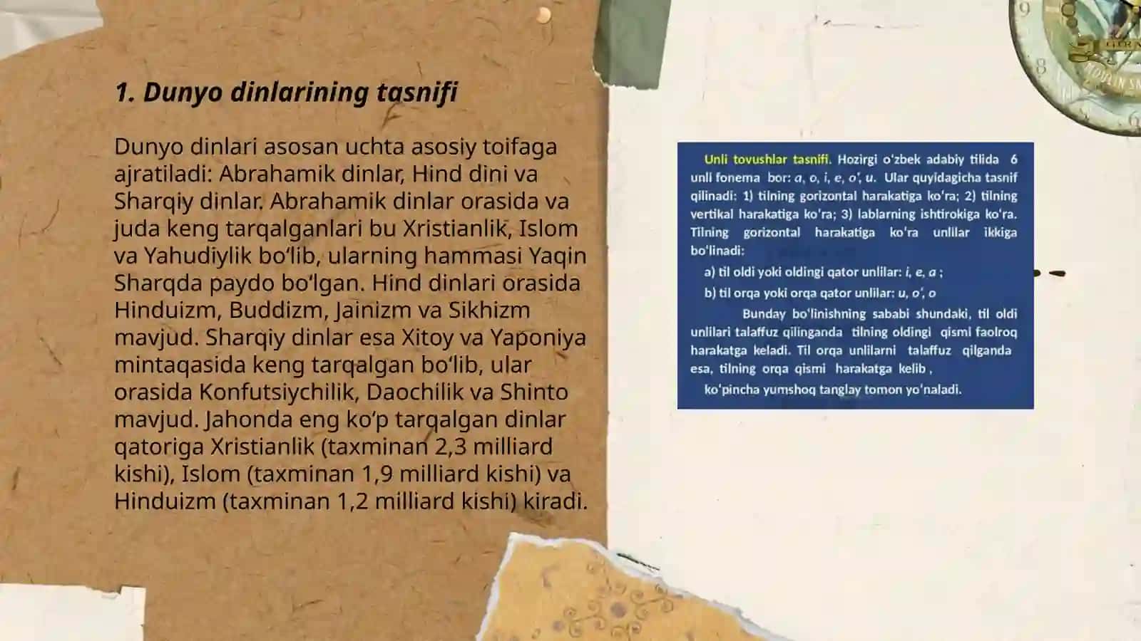 Dinlarning tasnifi 3
