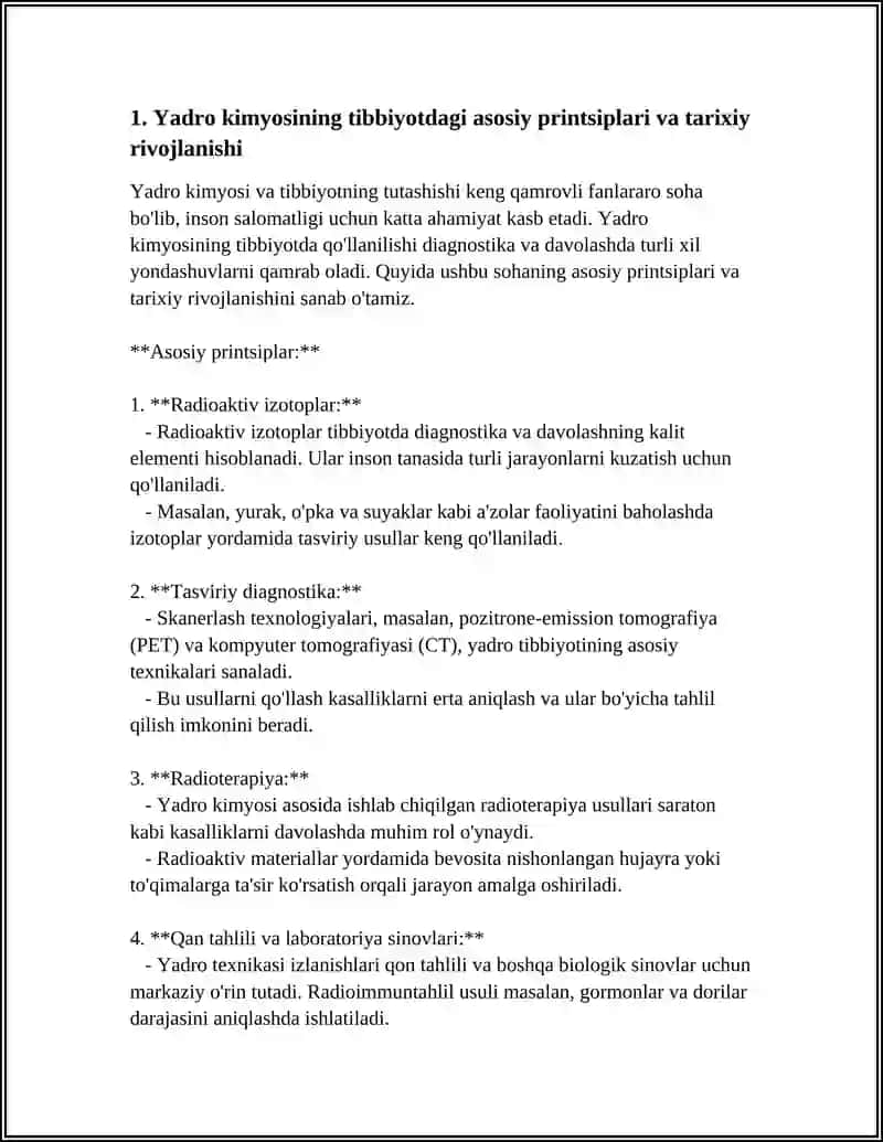YADRO KIMYOSINING TIBBIYOTDAGI O'RNI. KRIMINALISTIKADA KIMYONING O'RNI 3