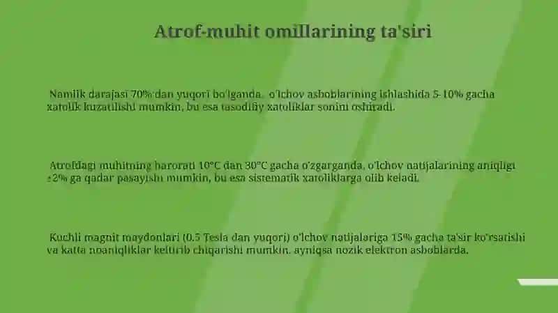 O'lchash Jarayonidagi Xatolar 3