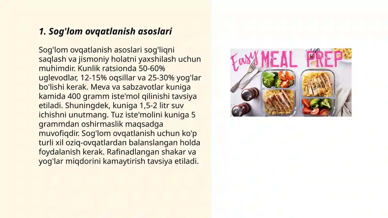 Sog'lom ovqatlanish asoslari 3