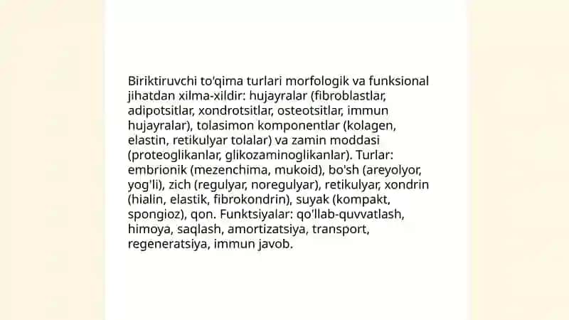 Biriktiruvchi tòqima xilma xilligi, evolutsion taraqqiyoti, suniy tòqima òstirish Tulumurotova Mavluda 3