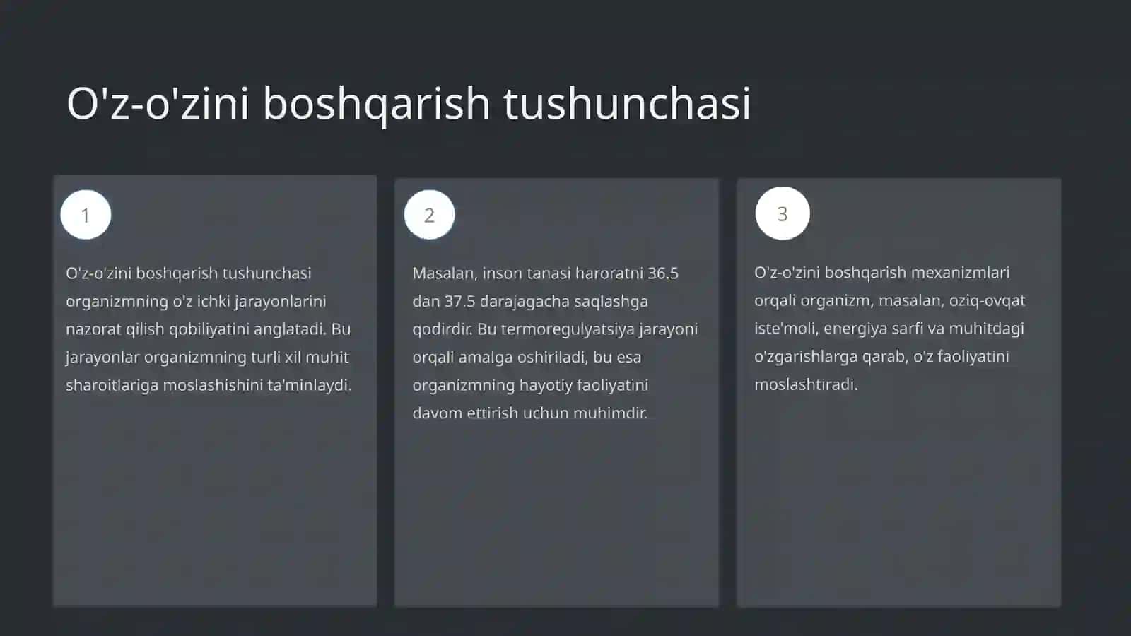 Organizmni o‘z – o‘zini boshqarishi 3