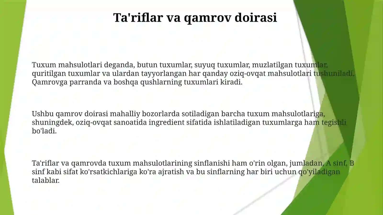 Tuxum mahsulotlarimuvofiqligivasoxtaliginianiqlash 3