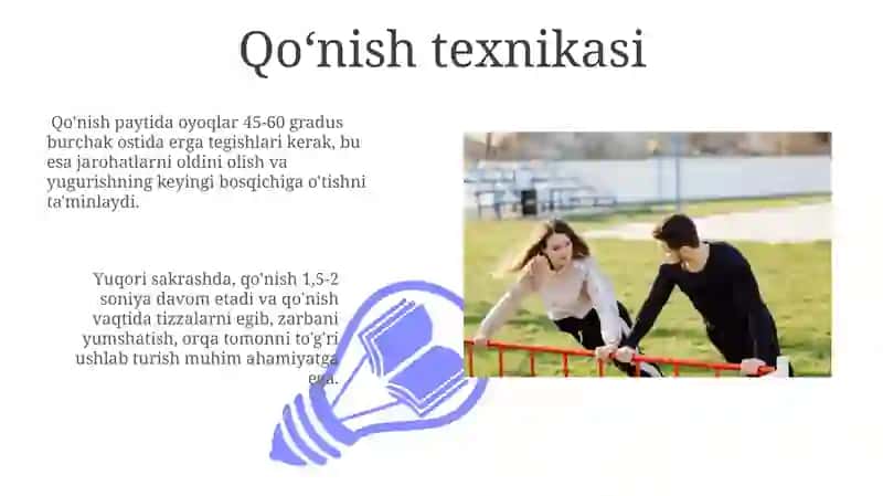 Yengil atletika: Yugurib kelib balandlikka sakrash texnikasini o‘rgatish 3