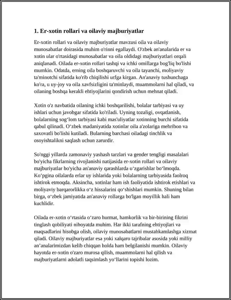 Er-xotin rollari va oilaviy majburiyatlar 3