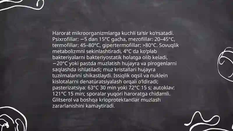Haroratning mikroorganizmlarga ta'siri 3