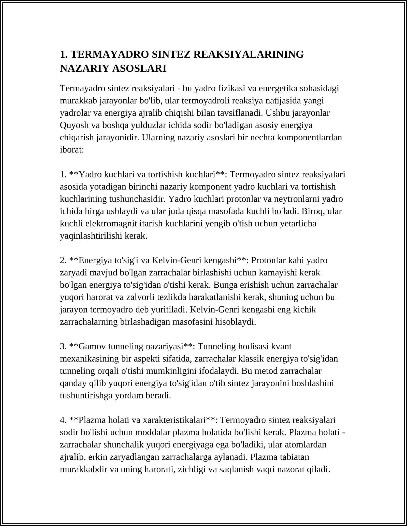 TERMAYADRO SINTEZ REAKSIYALARINI BOSHQARISH MUAMMOSI 3