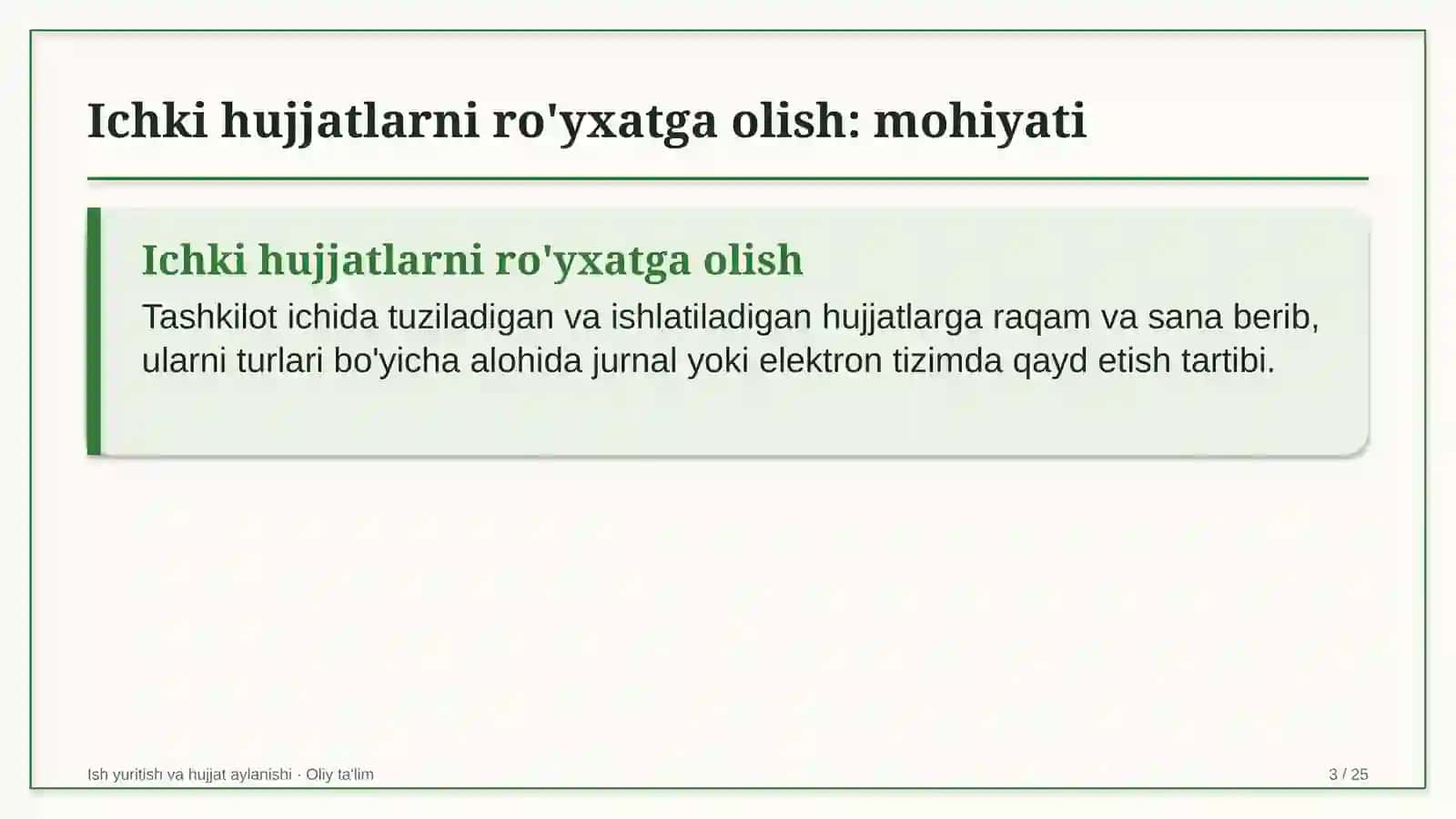 Ichki hujjatlarni ro'yxatga olish 3