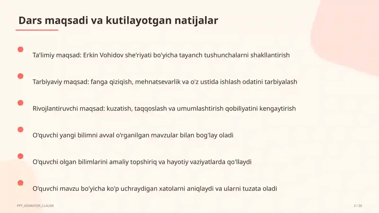 Erkin Vohidov she'riyati (8-sinf) 3