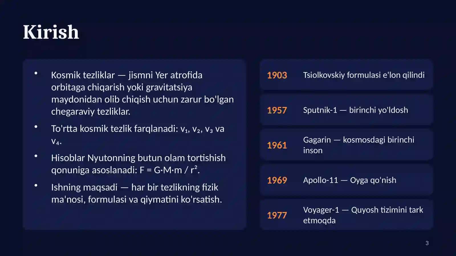 Kosmik tezliklar 3