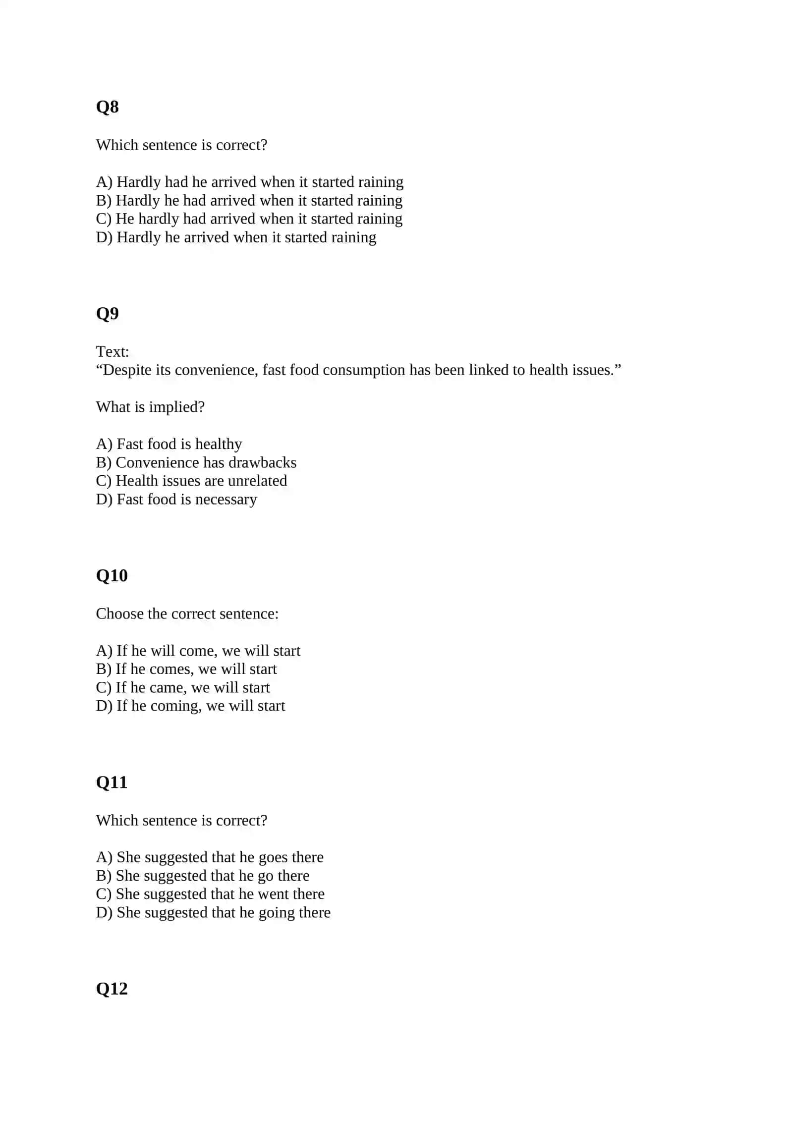 SAT STYLE TEST WITH ANSWERS 3