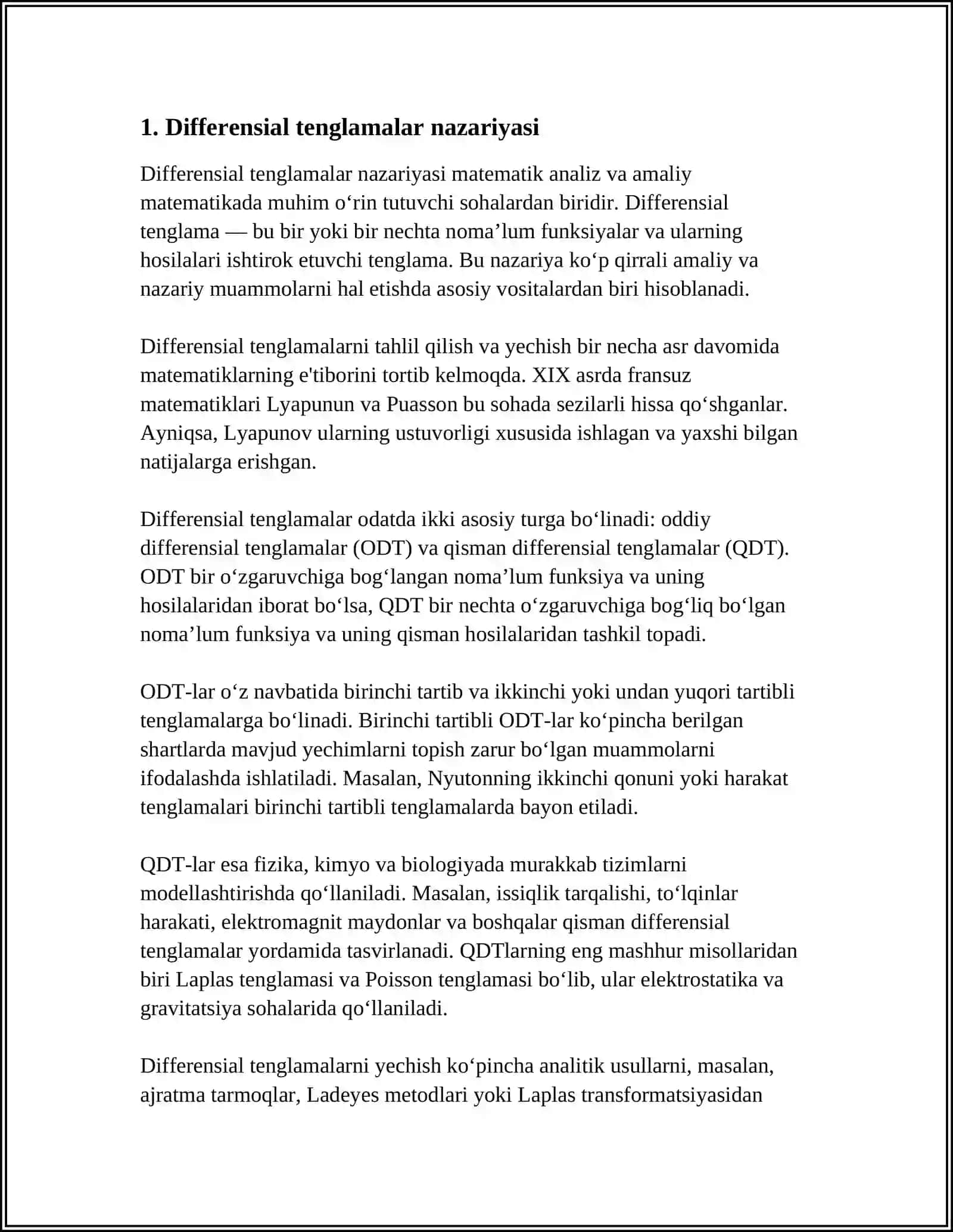 TIBBIY BIOLOGIK MAZMUNDAGI DEFFERENSIAL TENGLAMALARNI TUZISH VA YECHISH 3