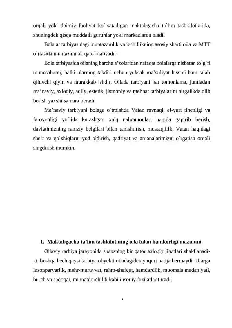 O’ZBEKISTON RESPUBLIKASI MAKTABGACHA VA BOSHLANG'ICH TA'LIM FANIDAN mustaqil ishi 2024 3