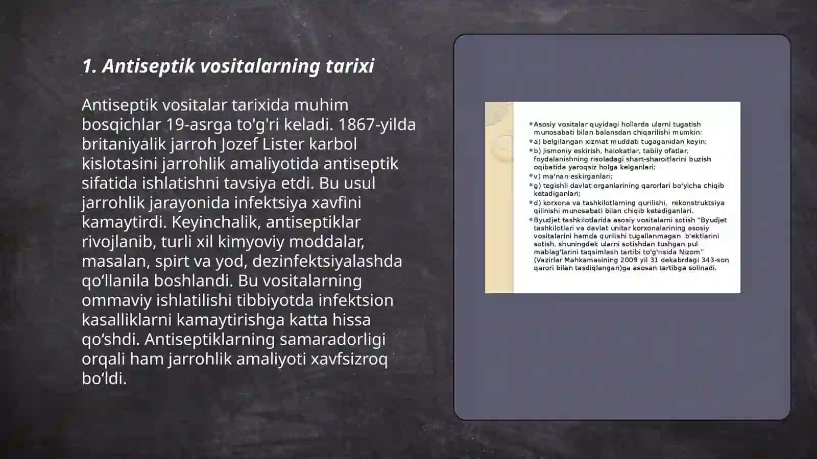Antiseptik va dezinfeksiya qiluvchi vositalar haqida tushuncha va ularning tasnifi 3