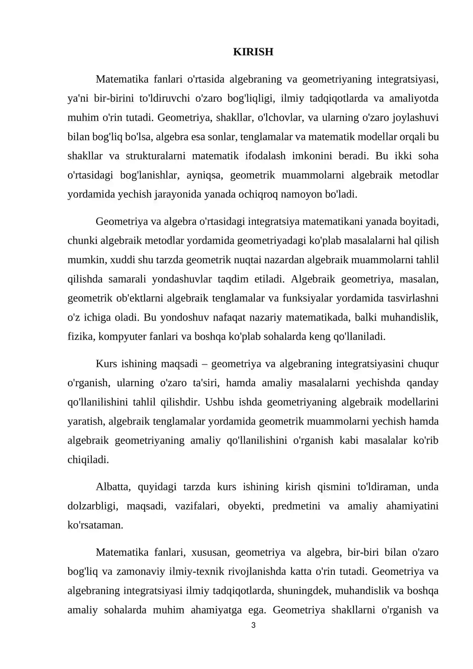 Geometriya va algebraning integratsiyasi 3
