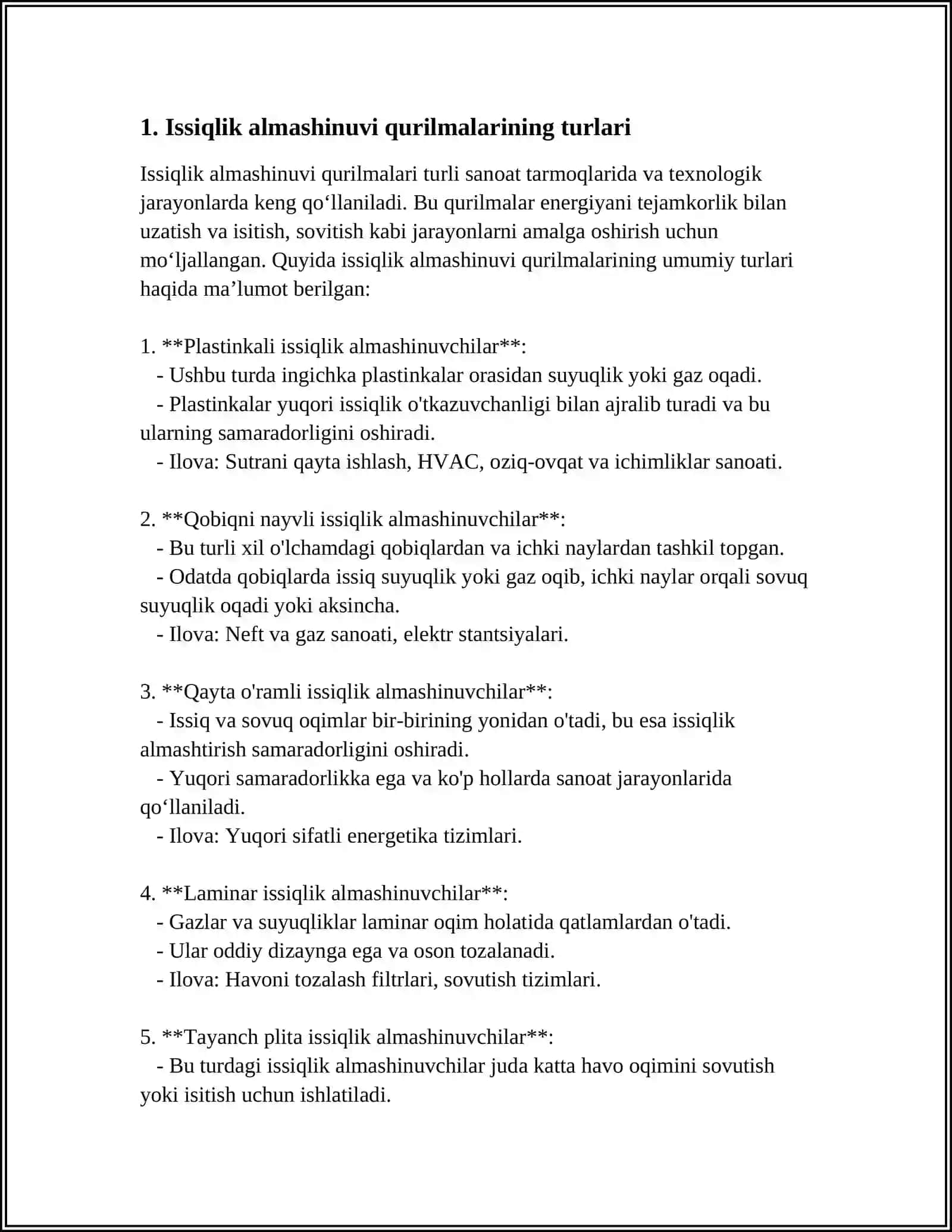 QURILISH MATERIALLARI SANOATIDA ISSIQLIK ALMASHINUVI APPARATLARI SAMARADORLIGINI HISOBLASH 3