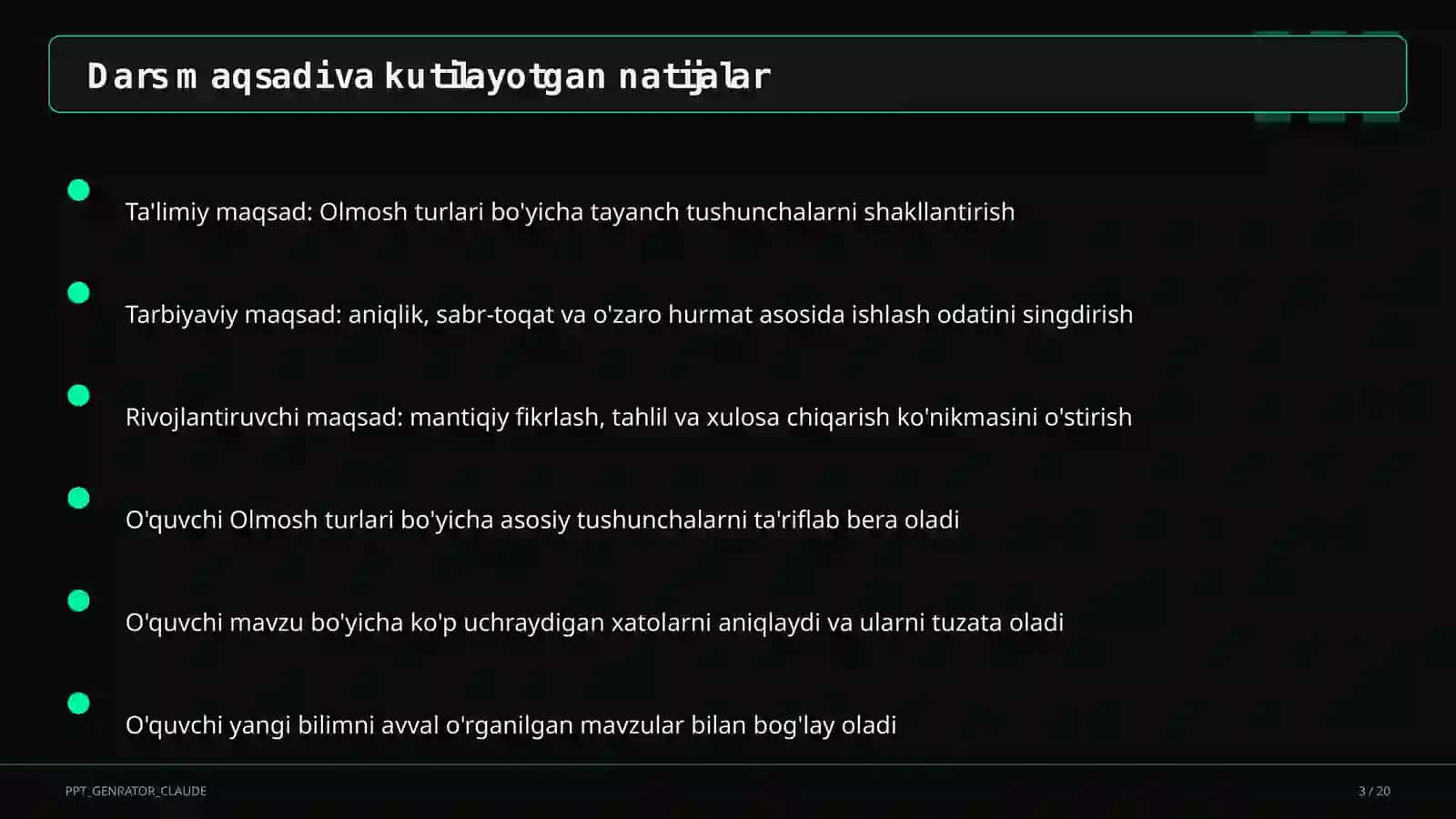 Olmosh turlari (6-sinf) 3