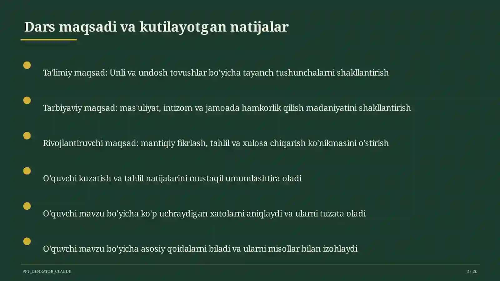Ona tili va o'qish (1–4) — ochiq dars uchun 3
