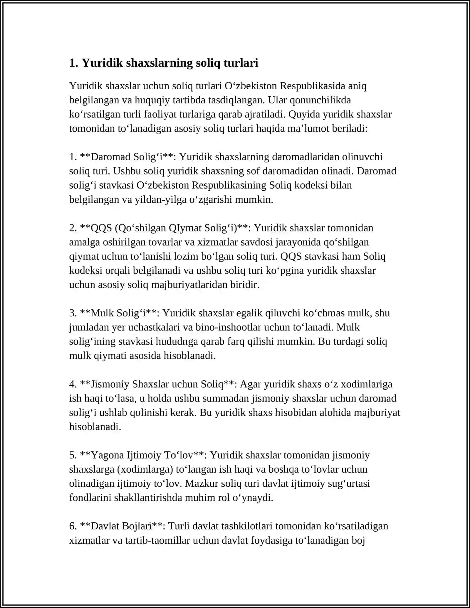 Yuridik shaxslardan undirilgan soliqlar va yigimlar tarkibi 3