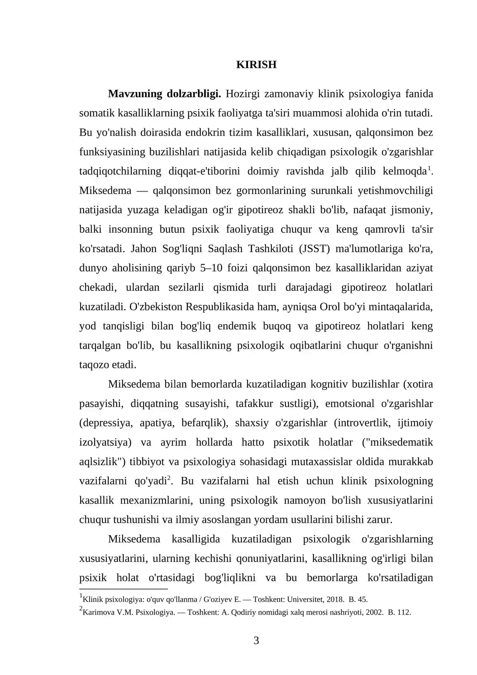 Miksedema kasalligida psixologik o'zgarishlarning namoyon bo'lishi 3