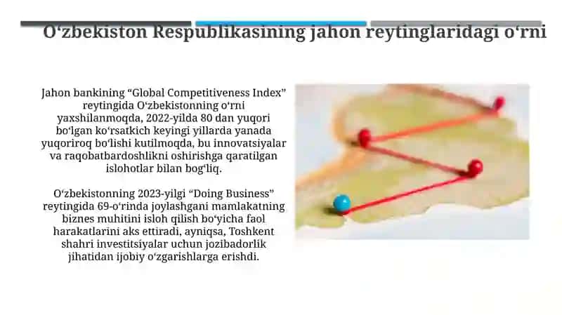 Oʻzbekiston Respublikasining xalqaro reyting va indekslardagi o’rni va nufuzini ortib borishi 3
