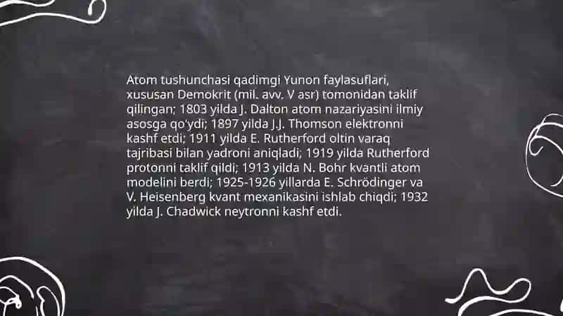 Atom molekulyar talimotning shakillanish bosqichlari. D. I. Mendeleyev davriy sistemasi 3