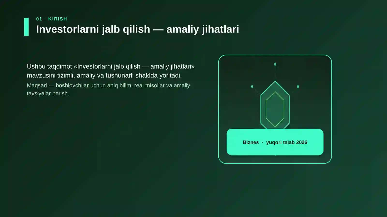 Investorlarni jalb qilish — amaliy jihatlari 3