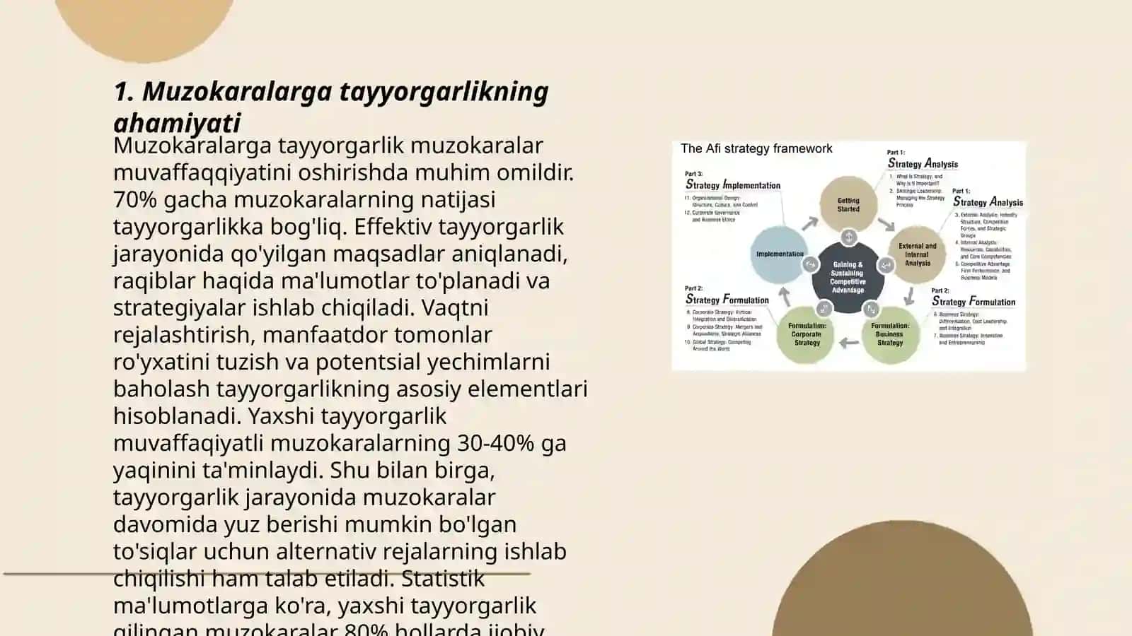 Muzokaralarga tayyorgarlik bosqichlari; tashkiliy va mazmunli 3