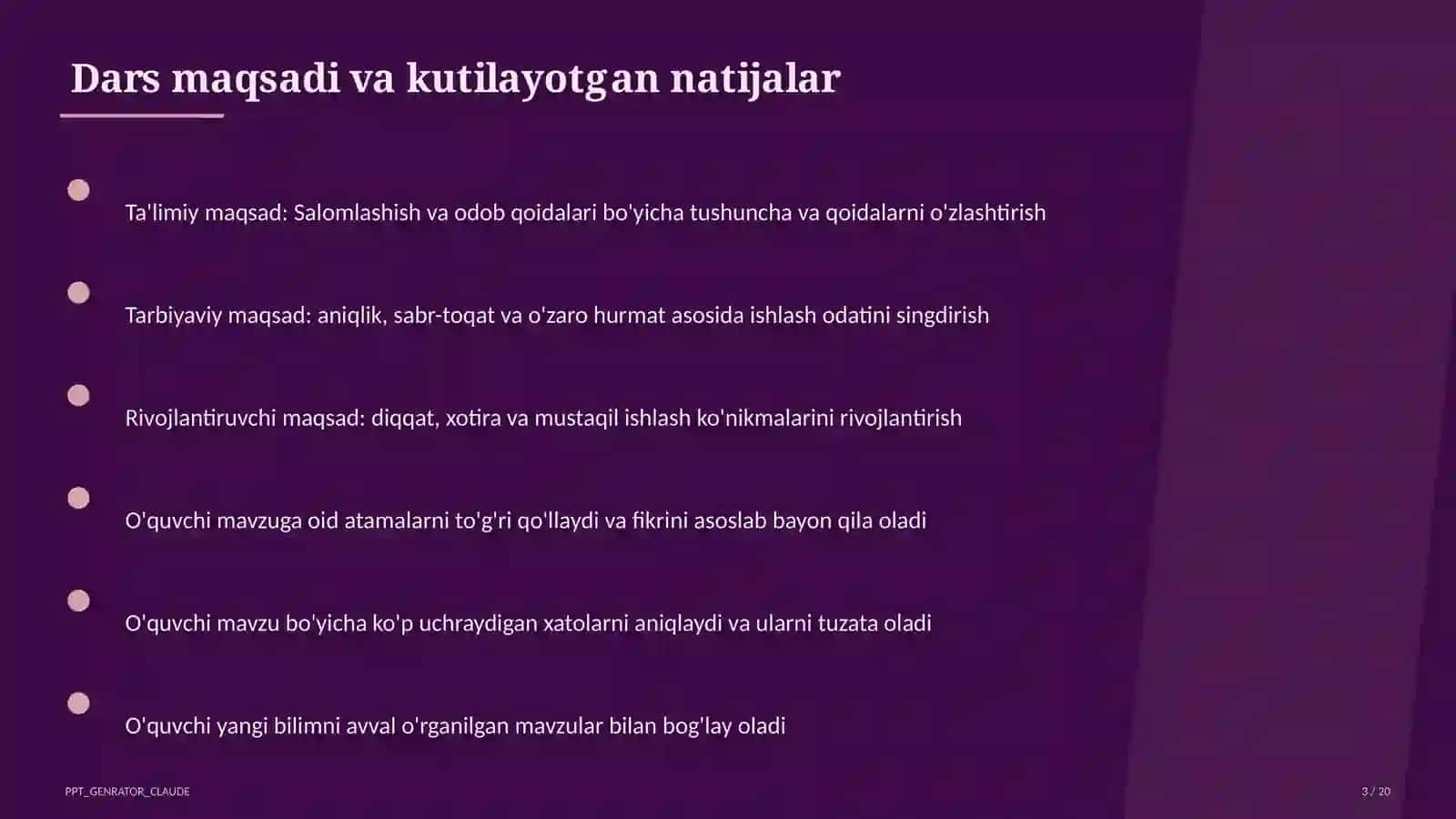 Salomlashish va odob qoidalari (1-sinf) 3