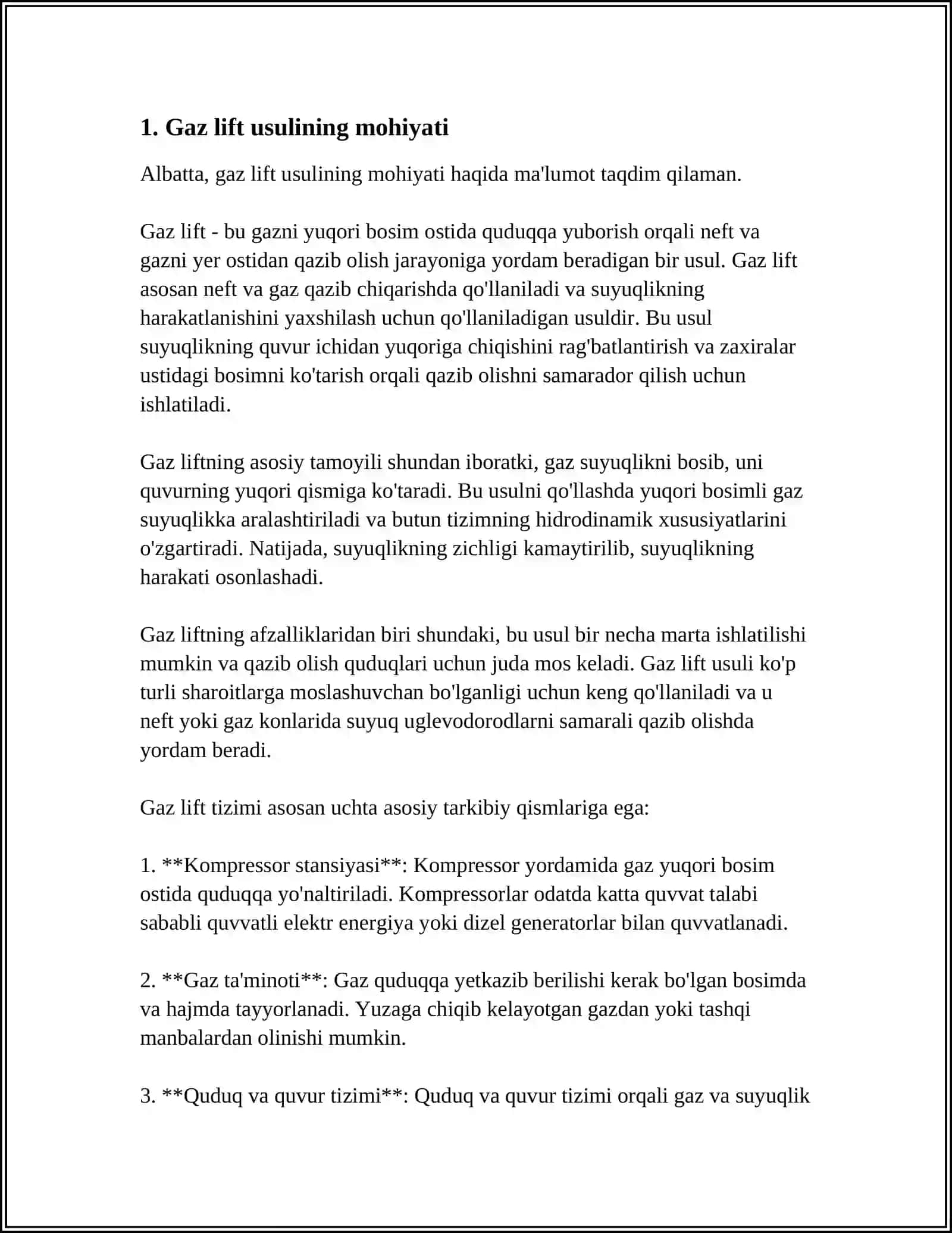 NEFT VA GAZ QUDUQLARINI GAZ LIFT USULIDA ISHLATISH 3