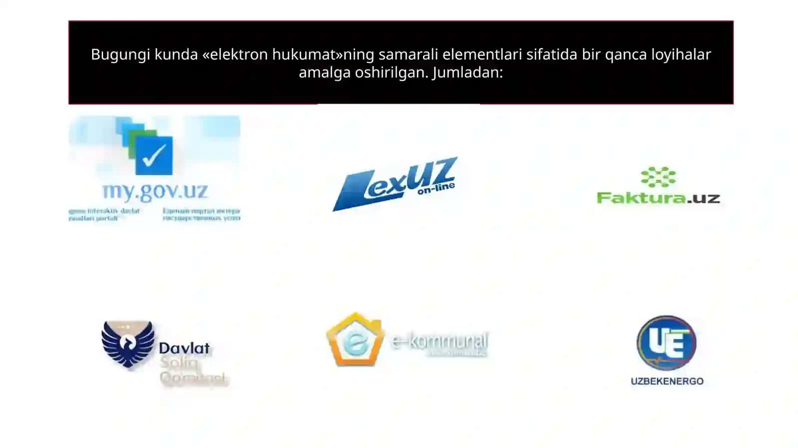 Elektronhukumatning elementlari va amaldagi loyihalari 3