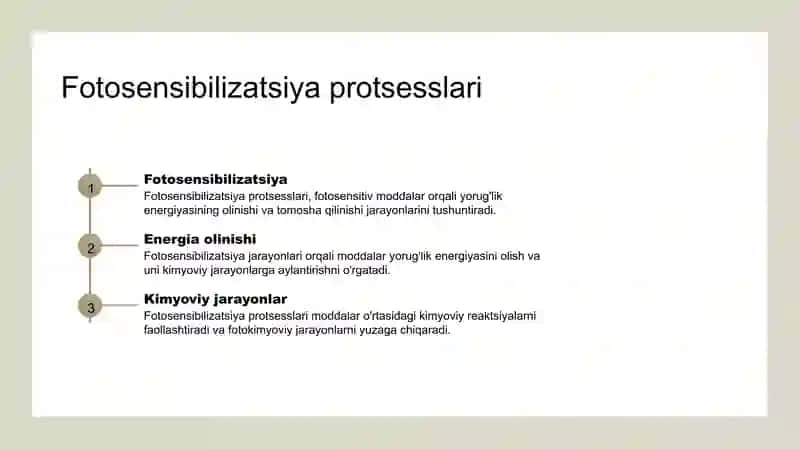Birlamchi fotofizikaviy va fotokimyoviy jarayonlar 3
