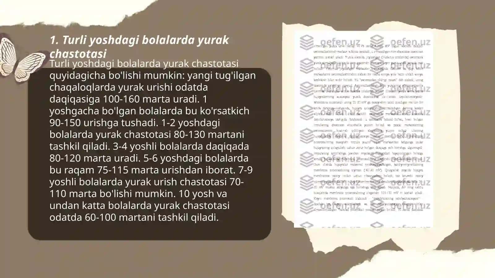 Turli yoshdagi bolalarda me'yorda va jismoniy ishdan keyingi yurak chastotasi, yurakning sistolik va minutlik hajmi 3