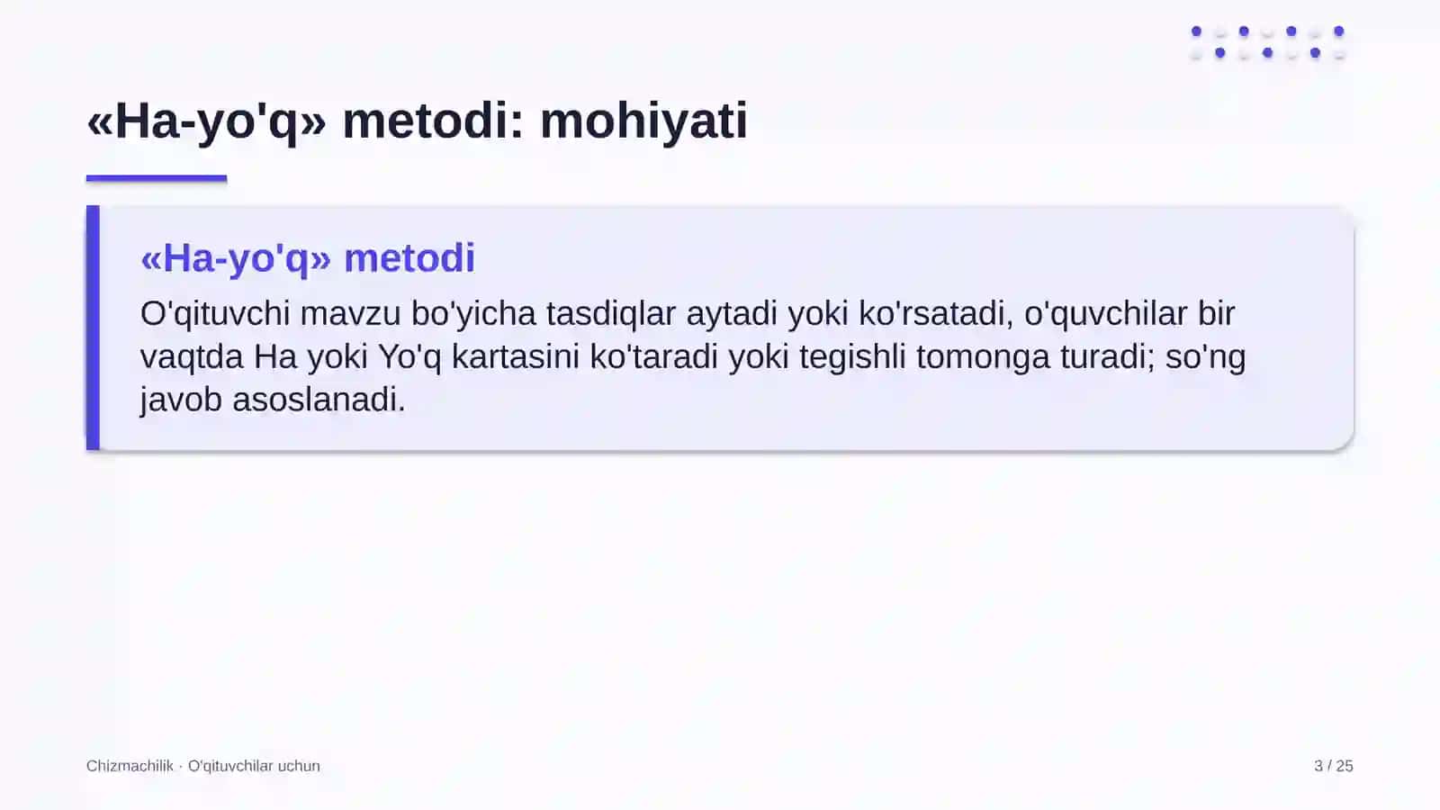 chizmachilik darslarida ha yo'q metodidan foydalanish 8918 3