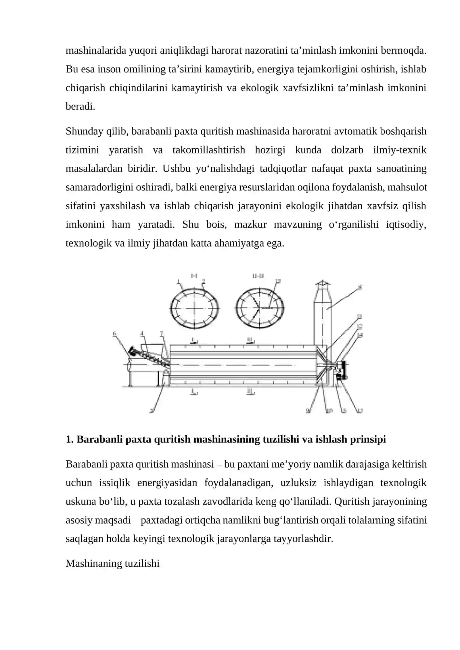 Barabanli paxta quritish mashinasi haroratini avtomatik boshqarish 3