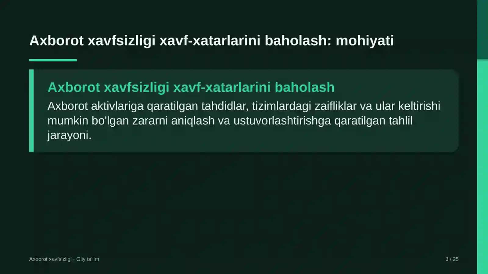 Axborot xavfsizligi · Oliy ta'lim 3