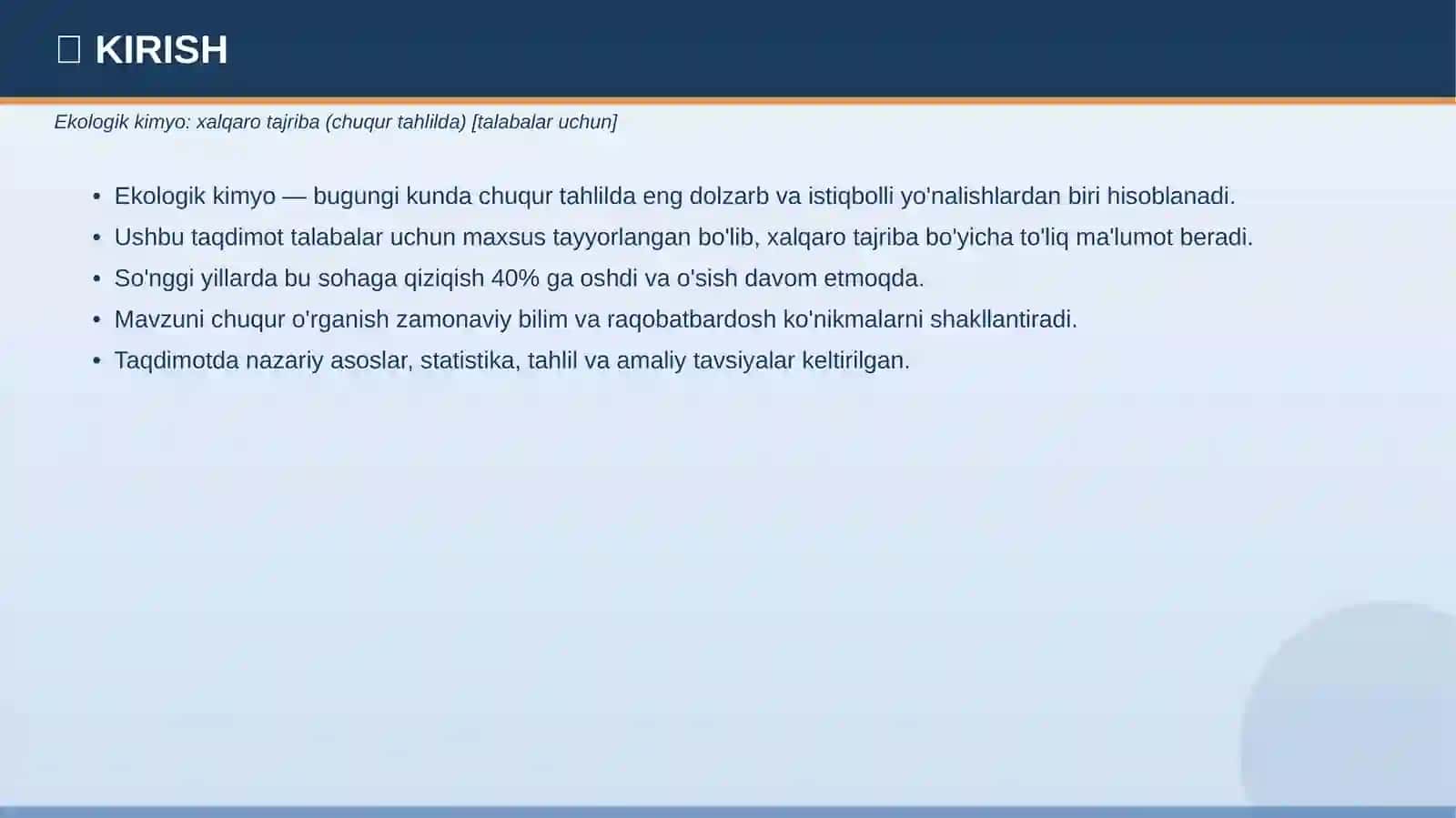 Ekologik kimyo: xalqaro tajriba (chuqur tahlilda) [talabalar uchun] 3