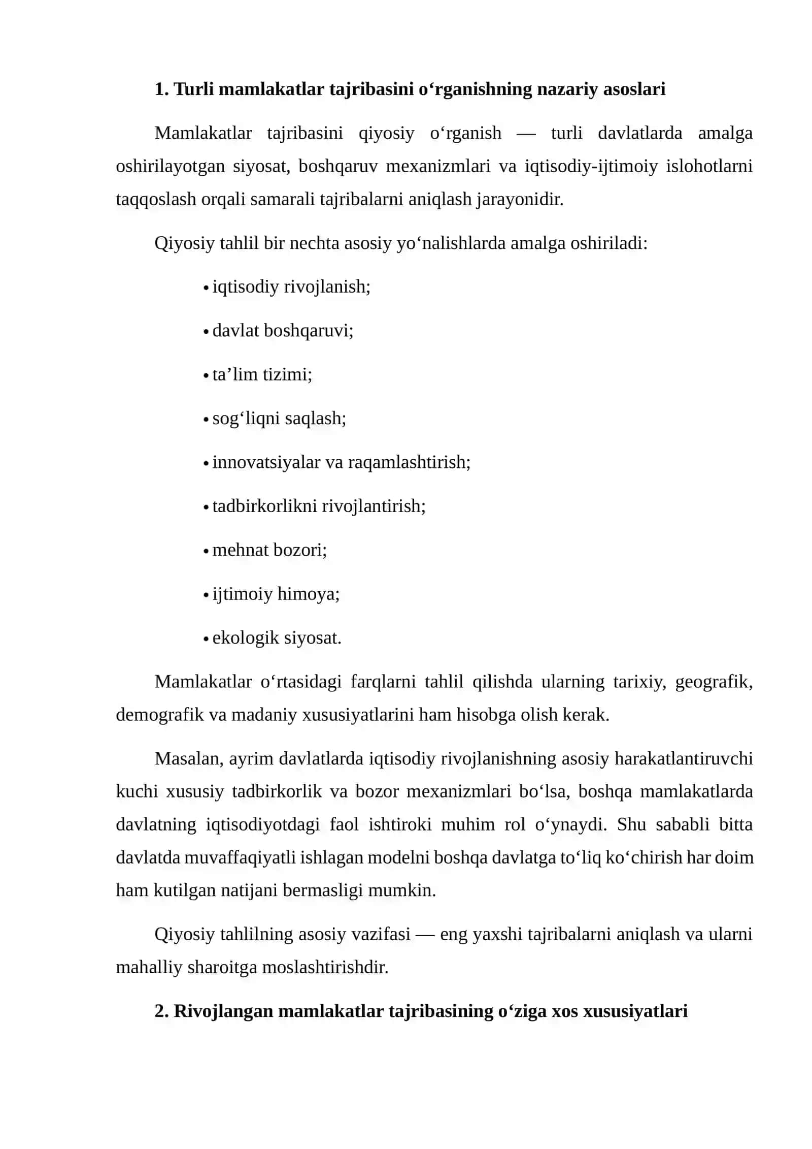 TURLI MAMLAKATLAR TAJRIBASINI SOLISHTIRIB TAHLIL QILISH 3