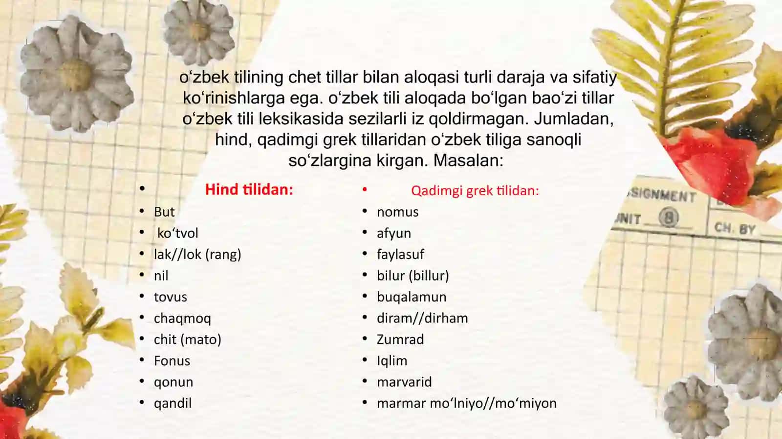 O'zlashma so'zlar 3