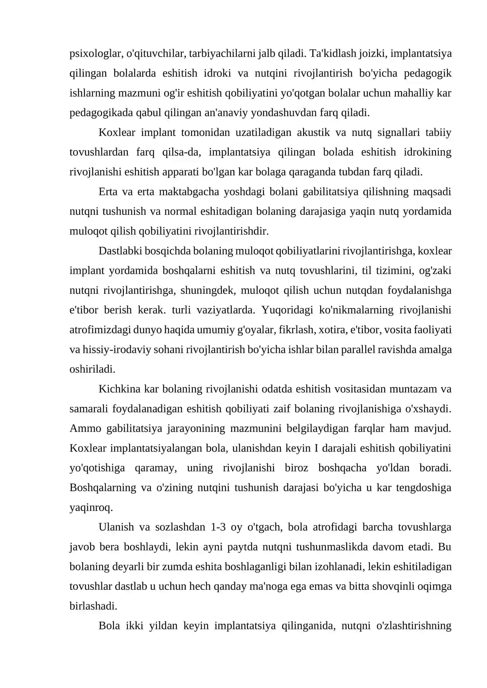 KOXLEAR IMPLANTLI BOLALARNING TALAFFUZ MALAKALARINI SHAKLLANTIRISH 3