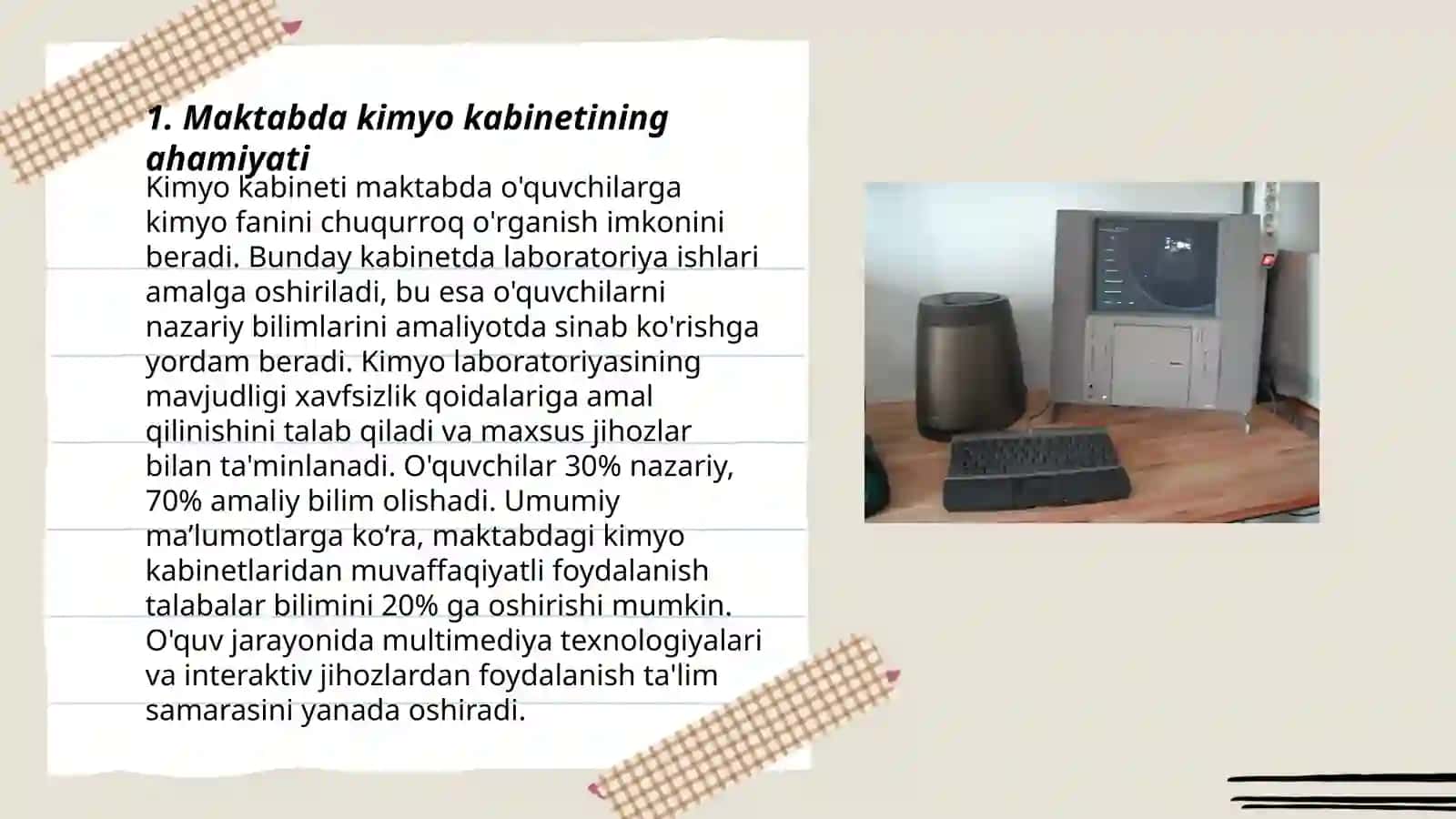 Kimyo kabinetining ahamiyati 3