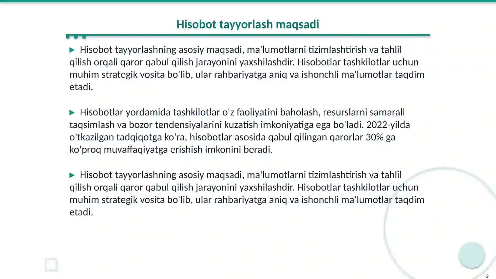 Hisobot tayyorlash 3