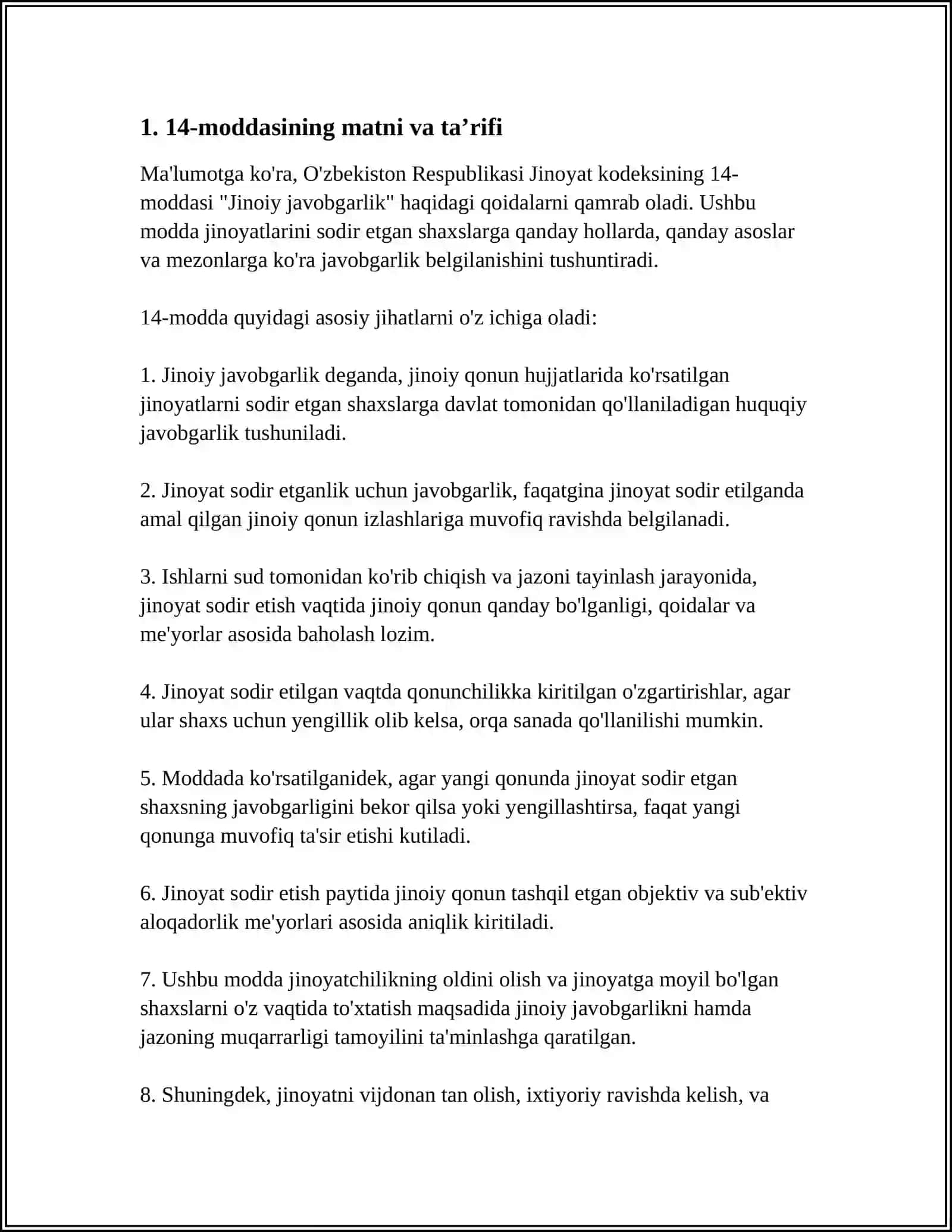 JINOYAT KODEKSI 14 MODDASI 3