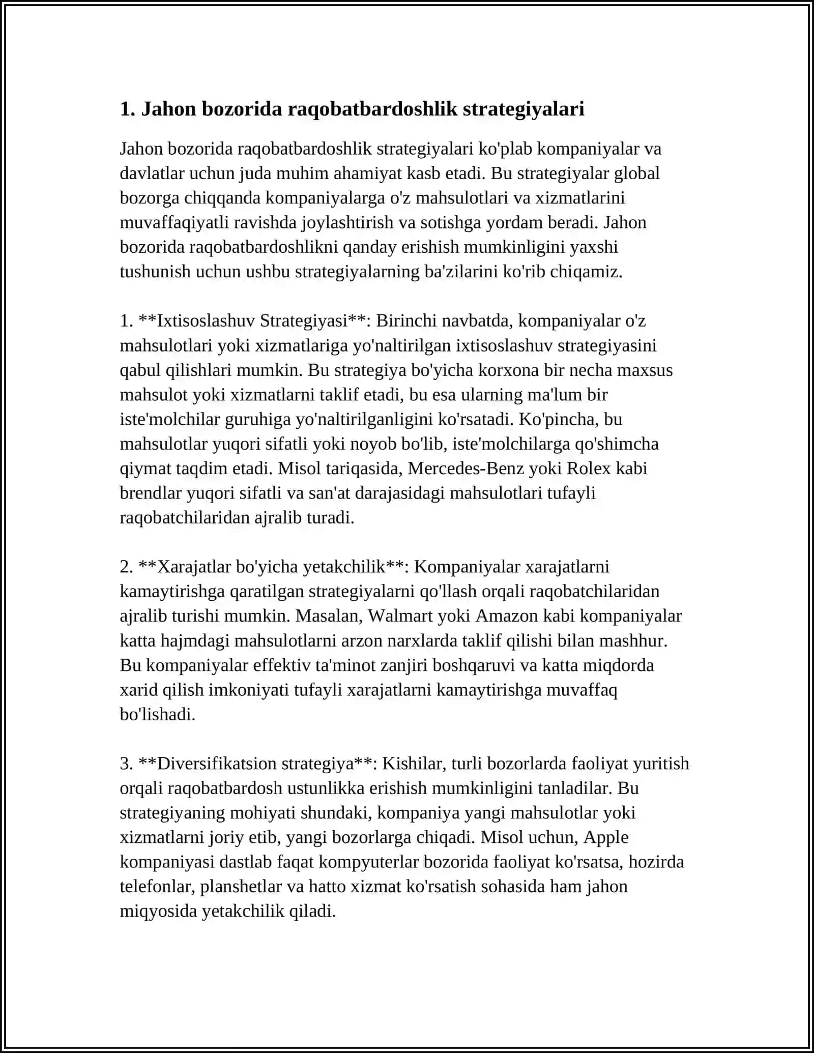 JAHON BOZORIDA KOMPANIYALAR STRATEGIYASINI TAHLIL QILISH VA ISHLAB CHIQISH 2024-2025-o'quv yili 3