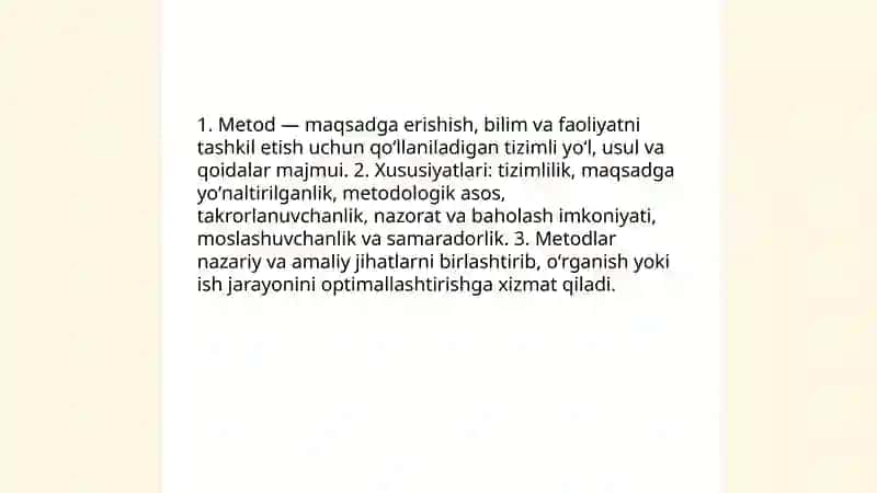 Metod, metodologiya va metodika tushunchalari 3