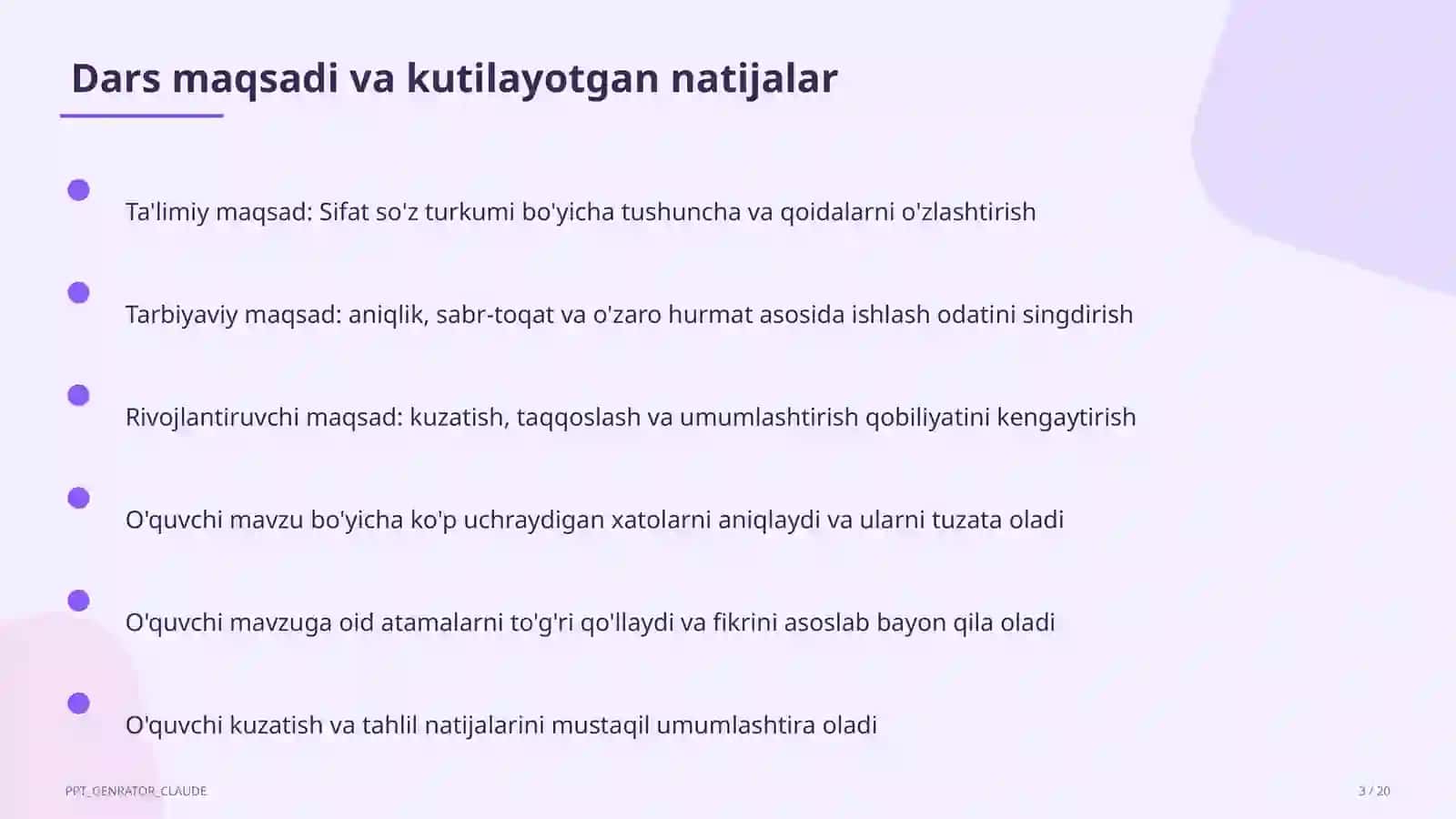 Sifat so'z turkumi (3-sinf) 3
