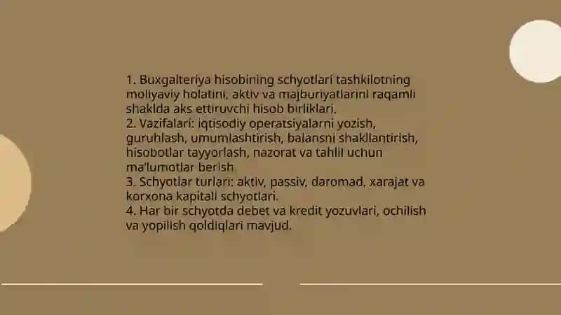 Buxgalteriya hisobining schyotlari va ikkiyoqlama yozuv 3