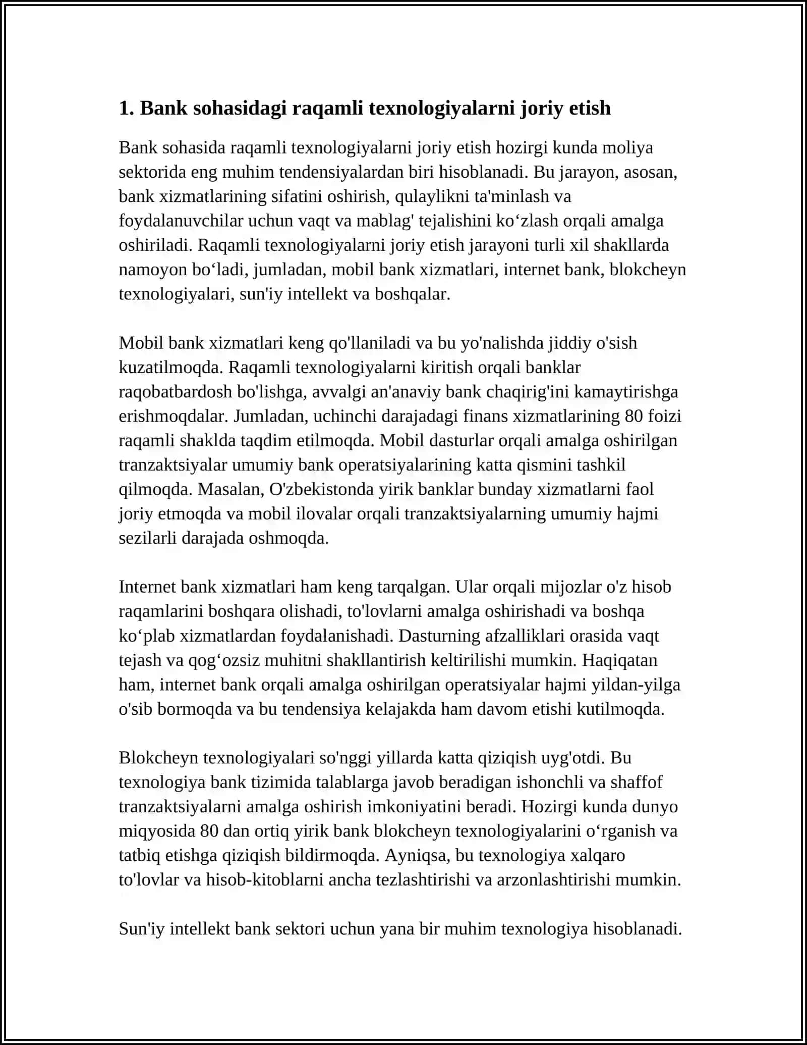 O‘ZBEKISTON BANK TIZIMINI TAKOMILLASHTIRISH YO'LLARI 3
