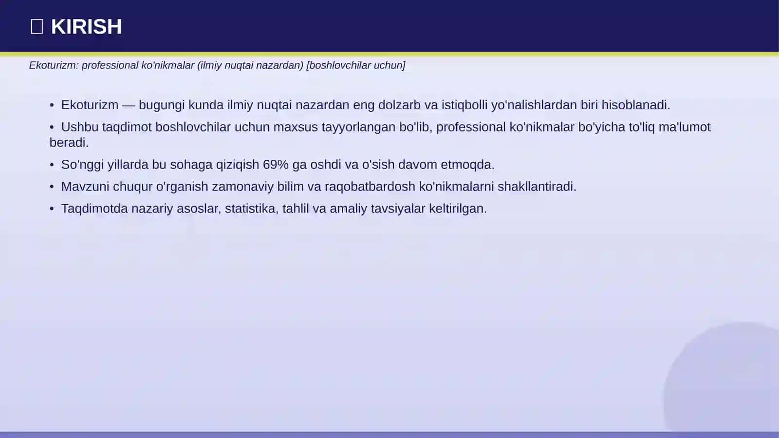 Ekoturizm: professional ko'nikmalar 3