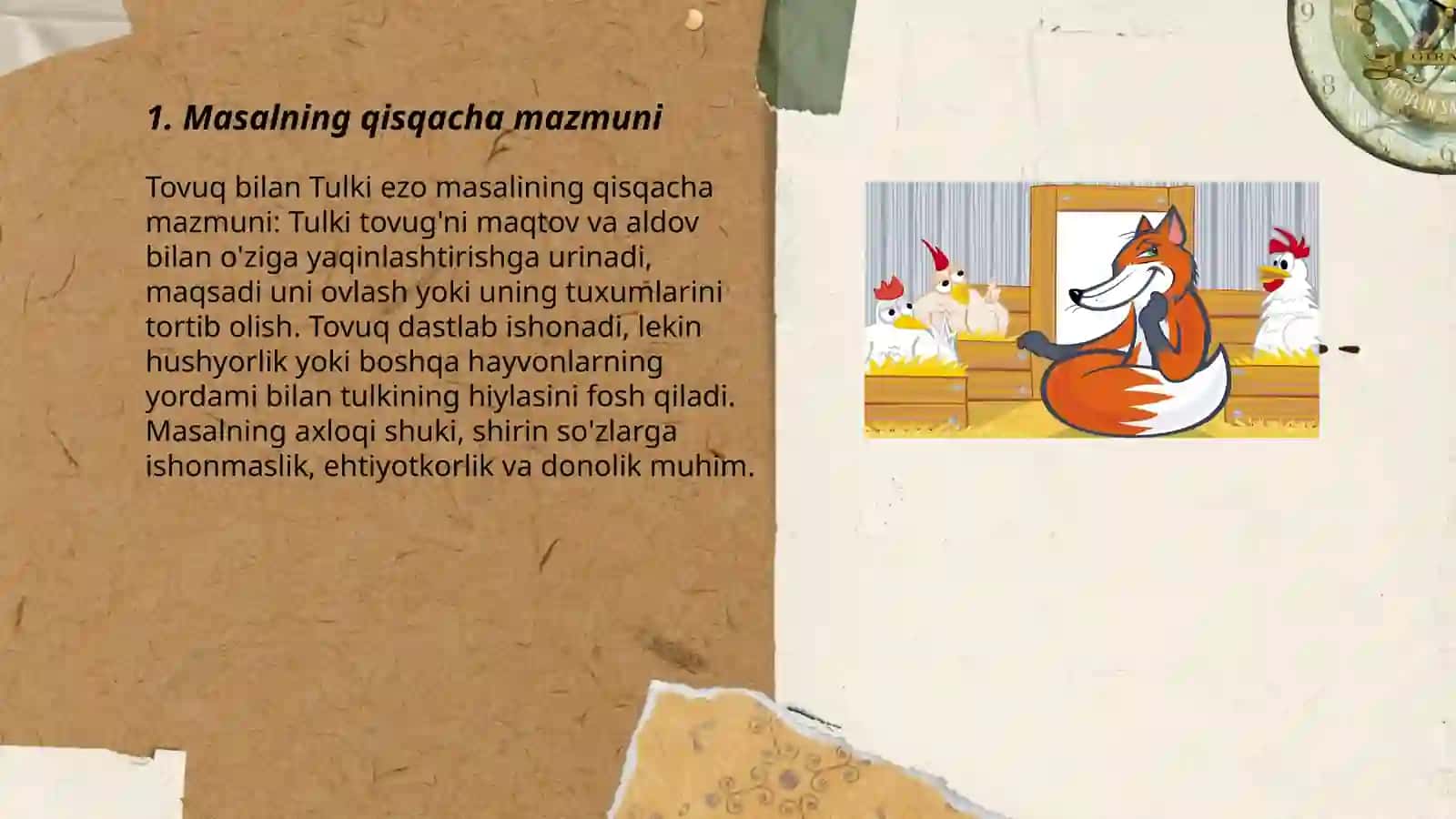 Tovuq bilan Tulki ezo masali 3